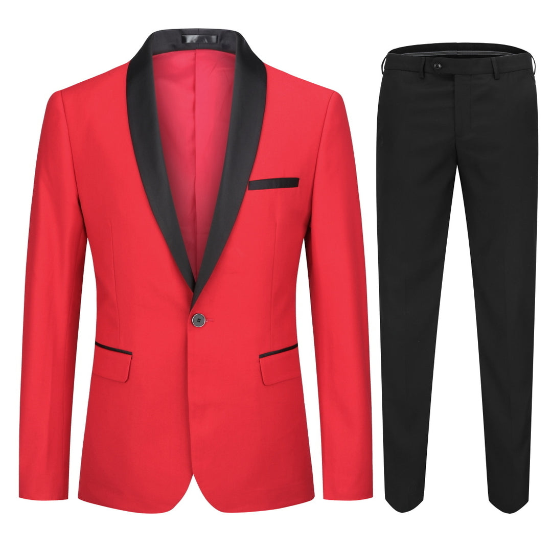 2 Pieces Men Slim Fit Suit Business One Button Men Suits Set Wedding Party Shawl Collar Blazer Jacket And Pants Image 4