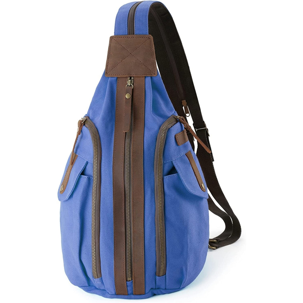 Canvas Sling Bag Small Crossbody Backpack for Women Men Casual Shoulder Daypack Outdoor Rucksack Hiking Travel Image 2