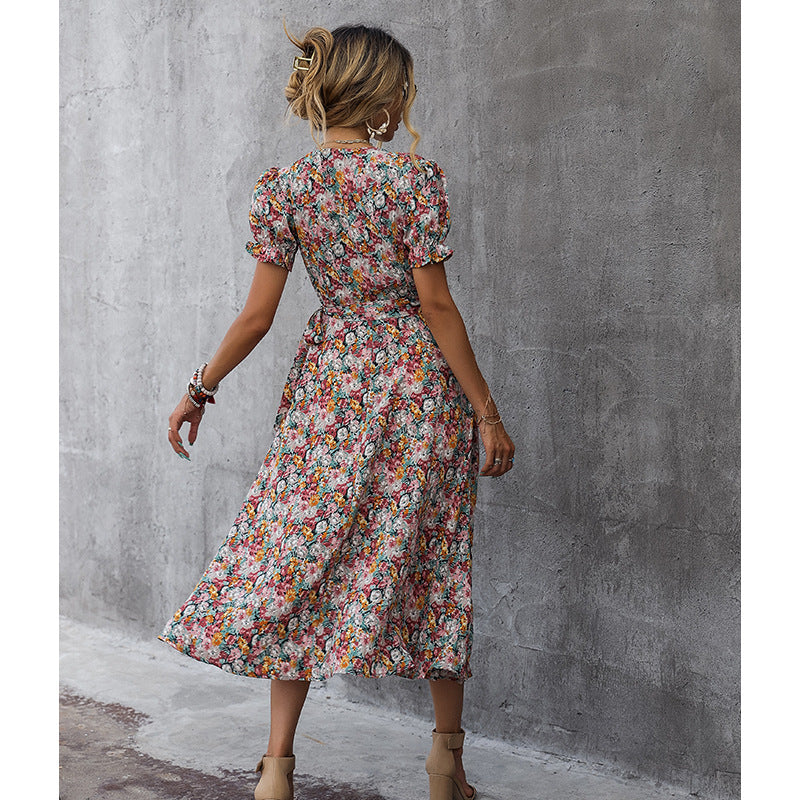 Allover Floral V Neck Dress Image 3