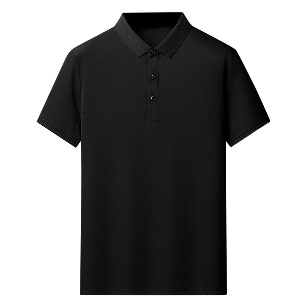 Men Polo Shirt Summer Short Sleeve Business Casual Slim Fit Shirts Solid Color Lapel Formal Work Tops Image 1