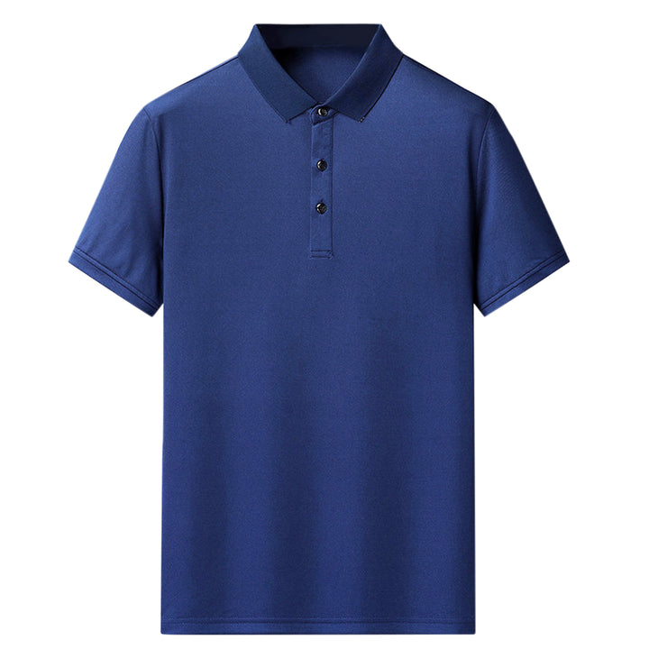 Men Polo Shirt Summer Short Sleeve Business Casual Slim Fit Shirts Solid Color Lapel Formal Work Tops Image 1