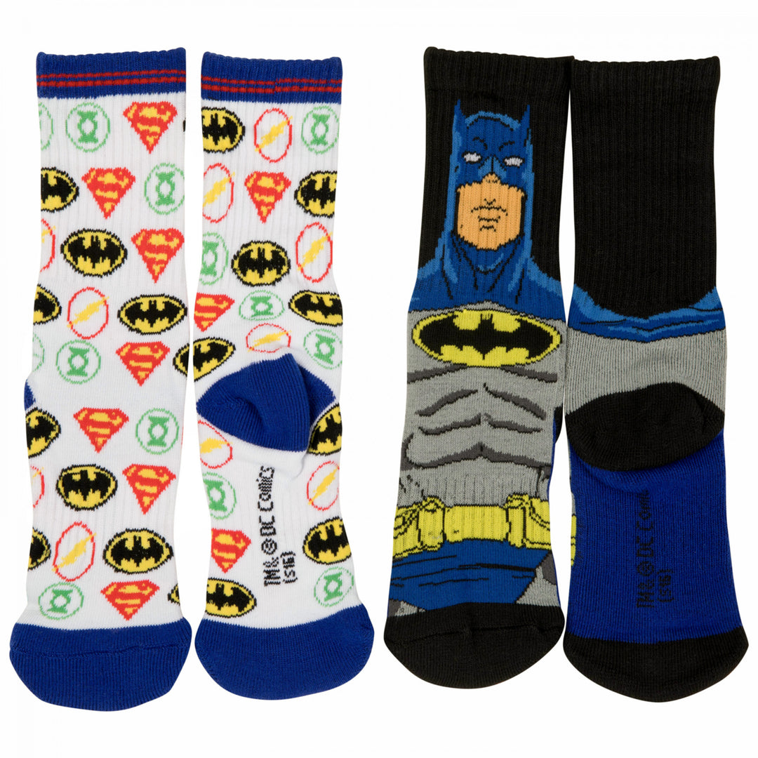 Batman and DC Heroes 2-Pair Pack of Athletic Kids Socks Image 1