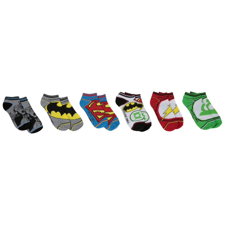 DC Super Hero Logos 6-Pair Pack of Low Cut Kids Socks Image 1