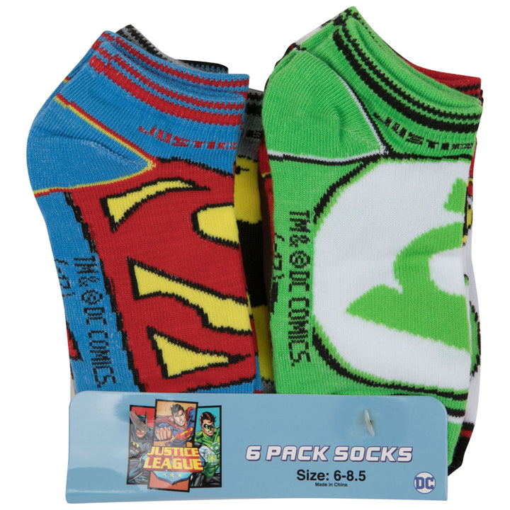 DC Super Hero Logos 6-Pair Pack of Low Cut Kids Socks Image 2