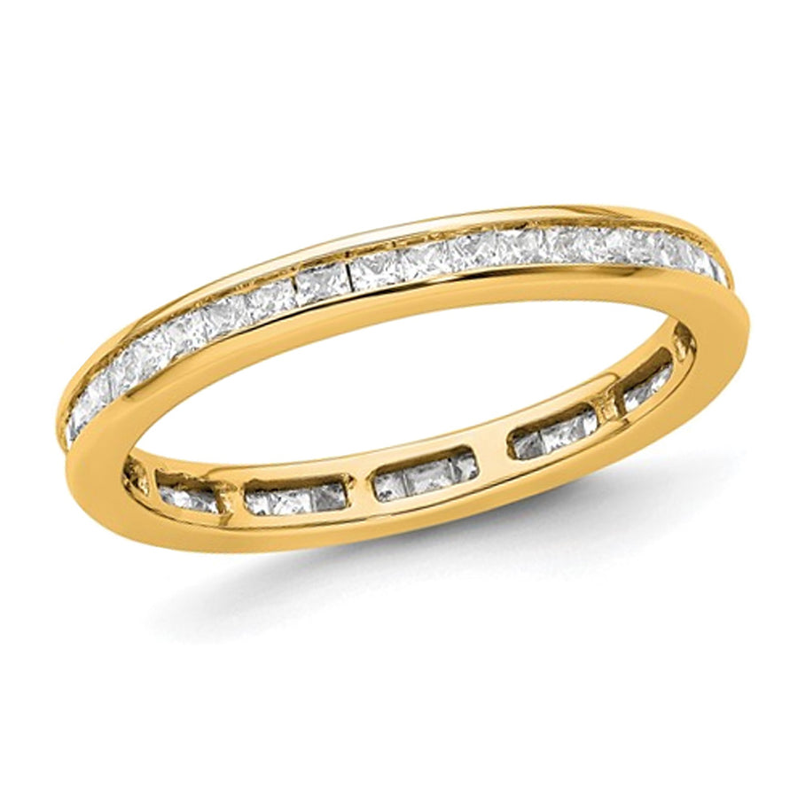 1.00 Carat (ctw H-I, I1-I2) Princess-Cut Diamond Eternity Wedding Band Ring in 14K Yellow Gold Image 1