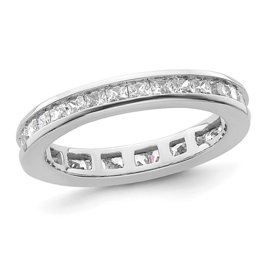 1.00 Carat (ctw H-I, I1-I2) Princess-Cut Diamond Eternity Wedding Band Ring in 14K White Gold Image 1