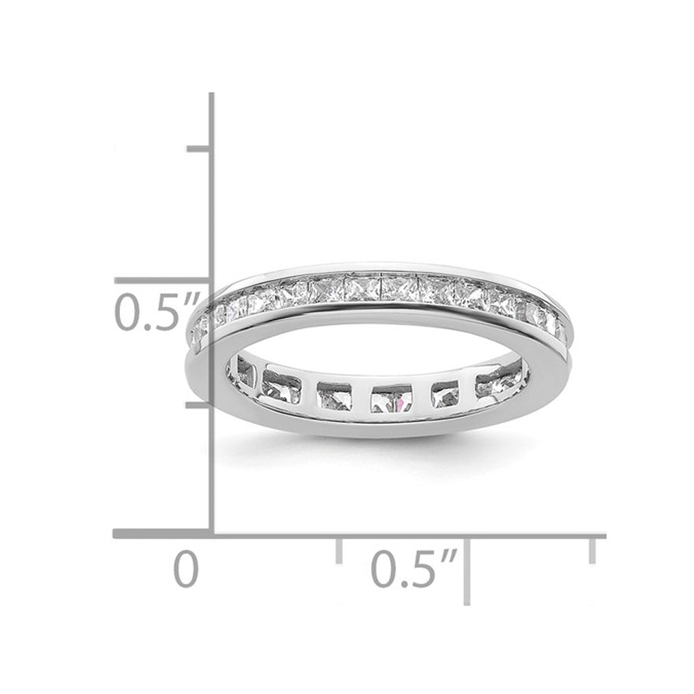 1.00 Carat (ctw H-I, I1-I2) Princess-Cut Diamond Eternity Wedding Band Ring in 14K White Gold Image 2