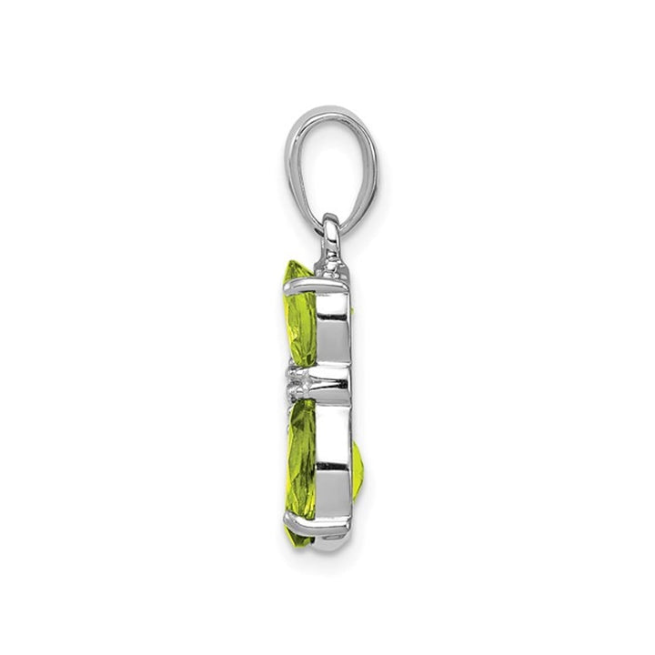 2.20 Carat (ctw) Peridot Cat Charm Pendant Necklace in Sterling Silver with Chain Image 2
