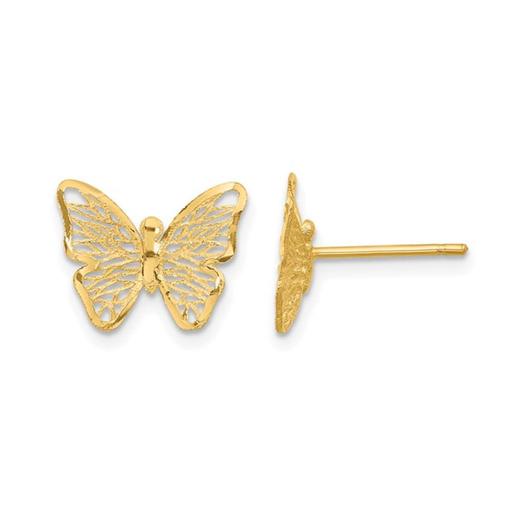 14K Yellow Gold Polished Butterfly Post Earrings Image 1