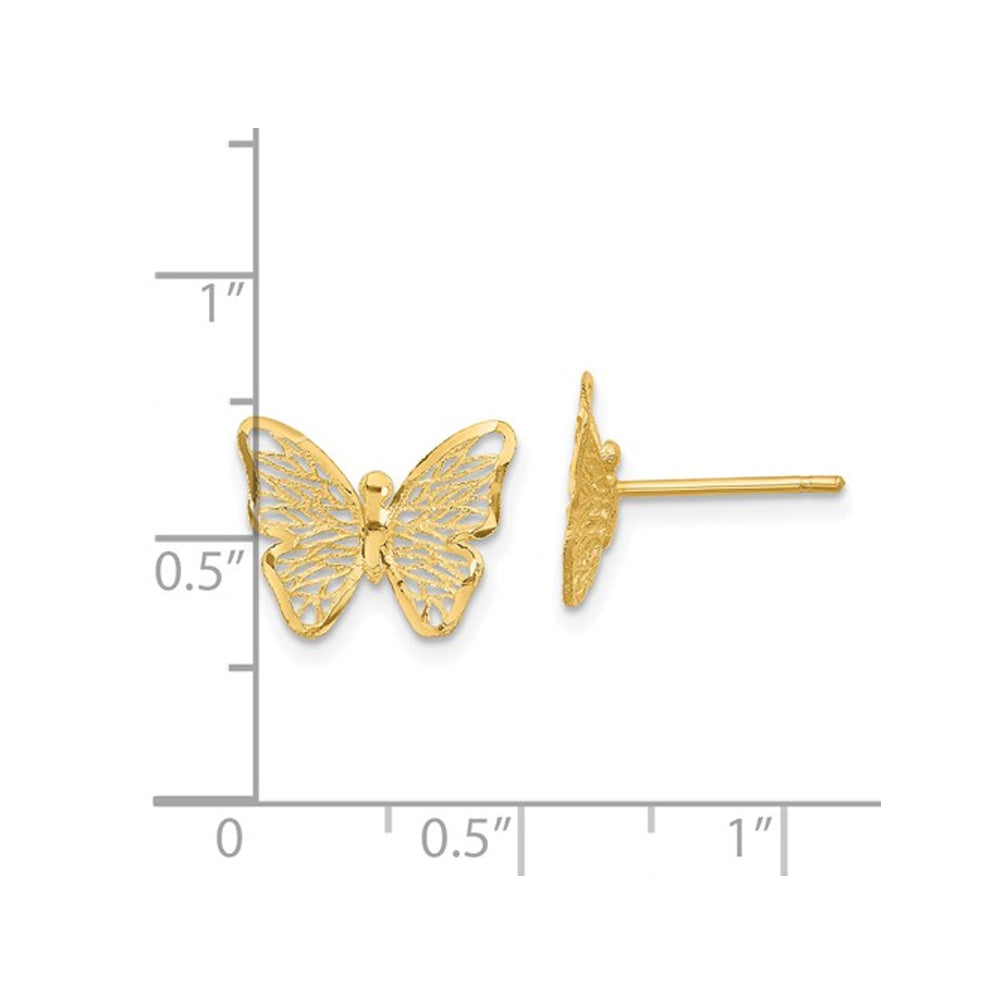 14K Yellow Gold Polished Butterfly Post Earrings Image 2