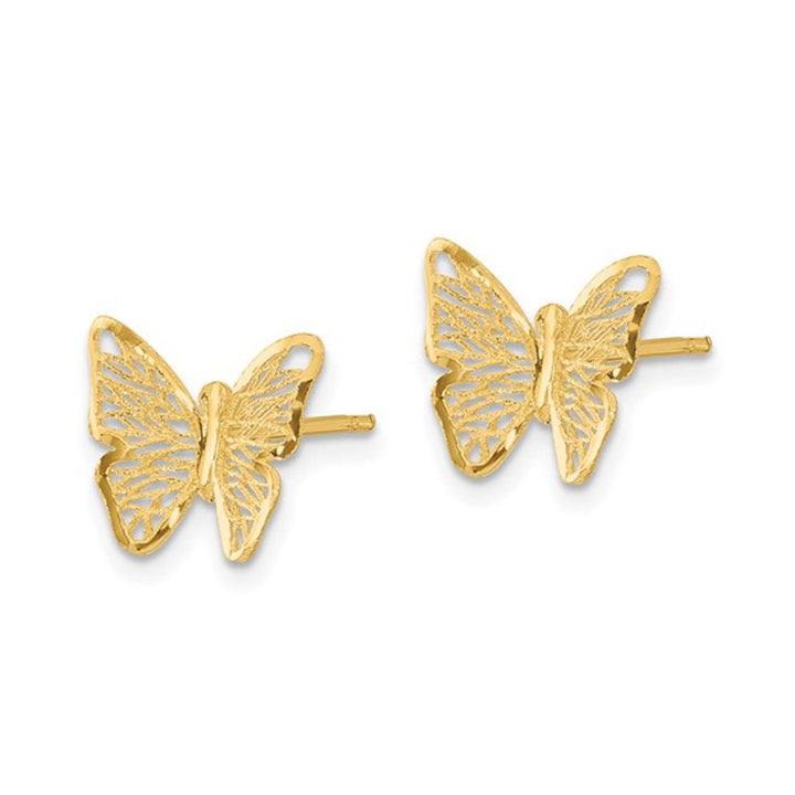 14K Yellow Gold Polished Butterfly Post Earrings Image 4