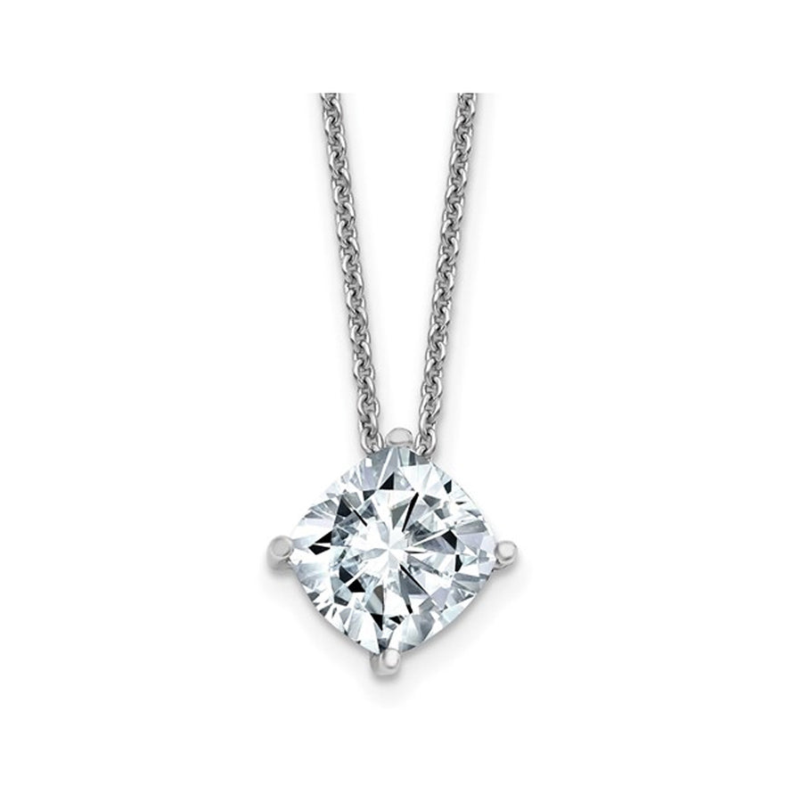 1.80 Carat (ctw E-F) Synthetic Moissanite Solitaire Pendant Necklace in 14K White Gold with Chain Image 1