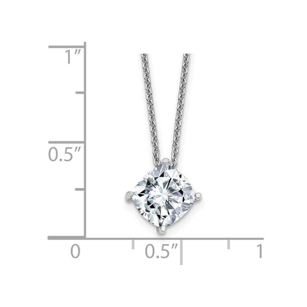 1.80 Carat (ctw E-F) Synthetic Moissanite Solitaire Pendant Necklace in 14K White Gold with Chain Image 2