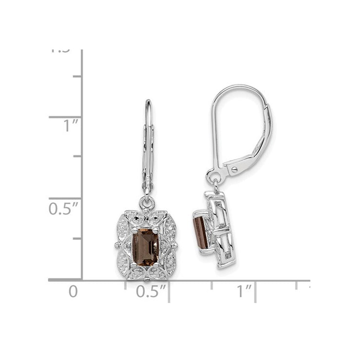 1.20 Carat (ctw) Emerald-Cut Smoky Quartz Dangle Earrings in Sterling Silver Image 2