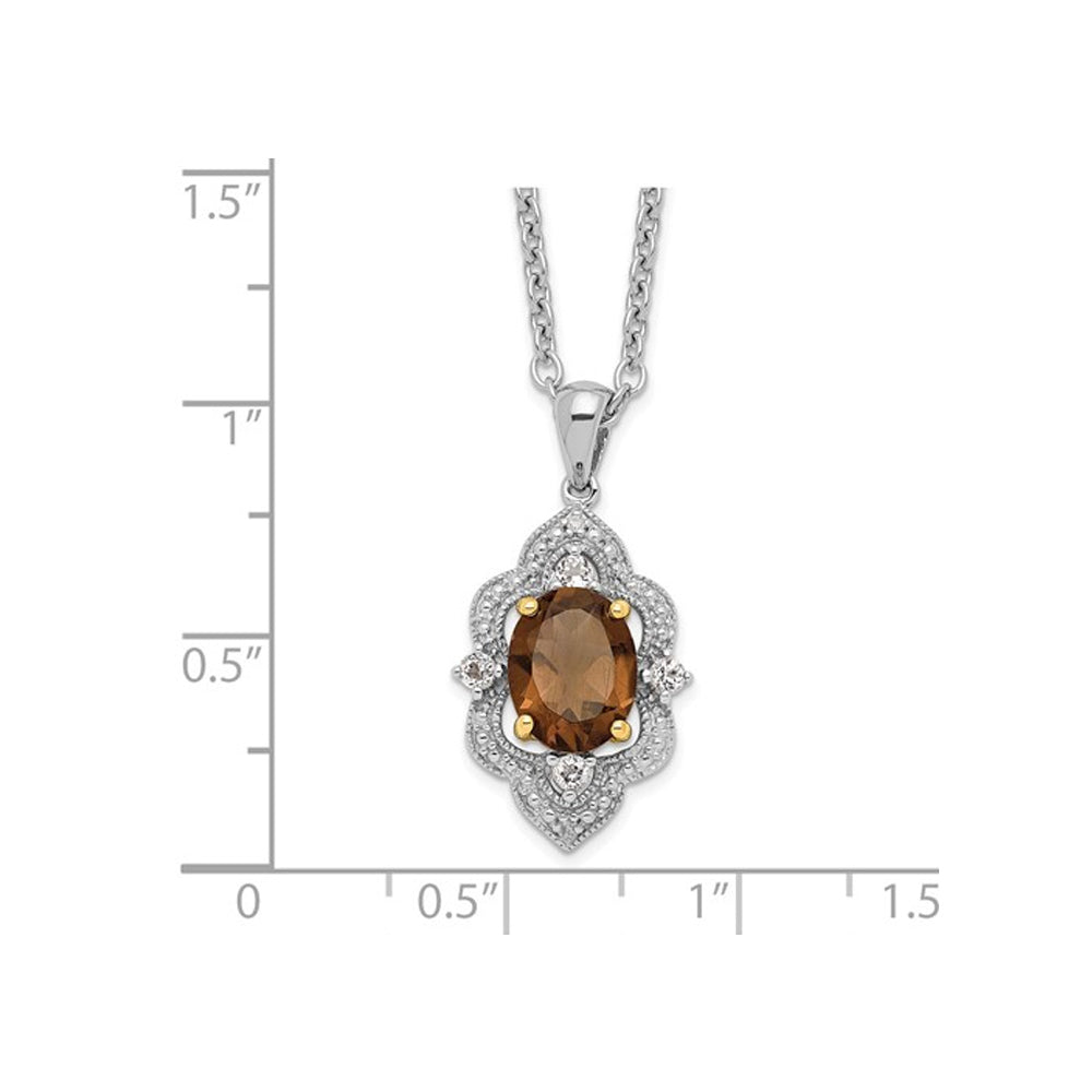1.64 Carat (ctw) Smoky Quartz Pendant Necklace in Sterling Silver with Chain Image 3