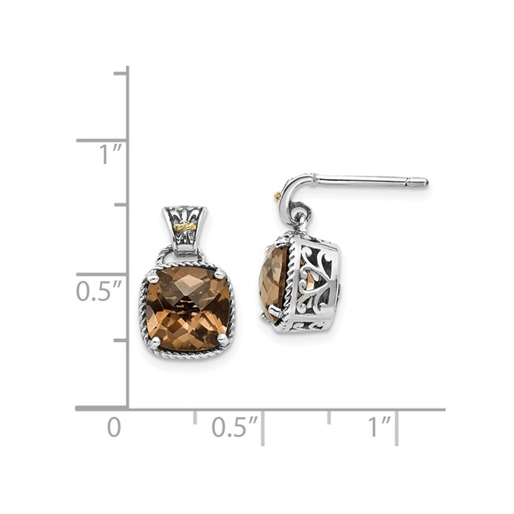 3.50 Carat (ctw) Dangle Smoky Quartz Earrings in Sterling Silver Image 2