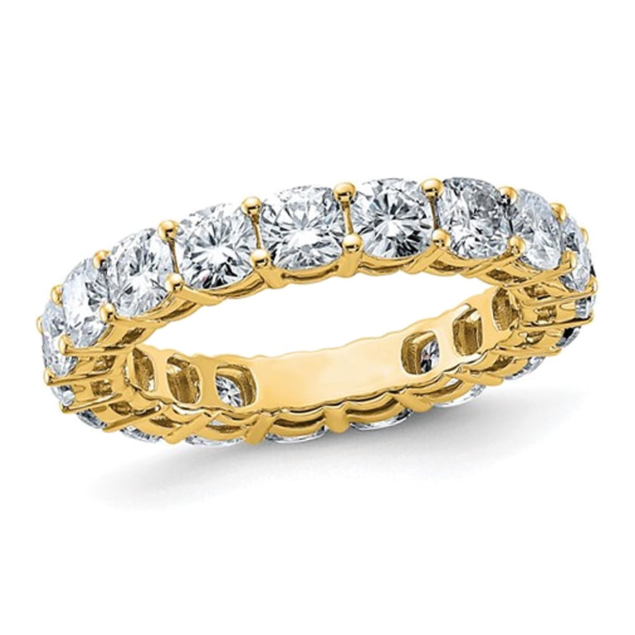 3.60 Carat (ctw Color-G-H-I) Synthetic Cushion Moissanite Eternity Wedding Band Ring in 14K Yellow Gold Image 1