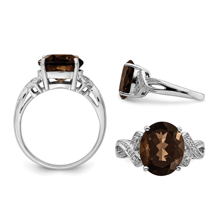 3.45 Carat (ctw) Oval-Cut Smoky Quartz Ring in Sterling Silver Image 2