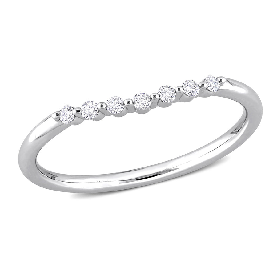 1/10 Carat (ctw) Diamond Wedding Semi-Eternity Band Ring in 14k White Gold Image 1