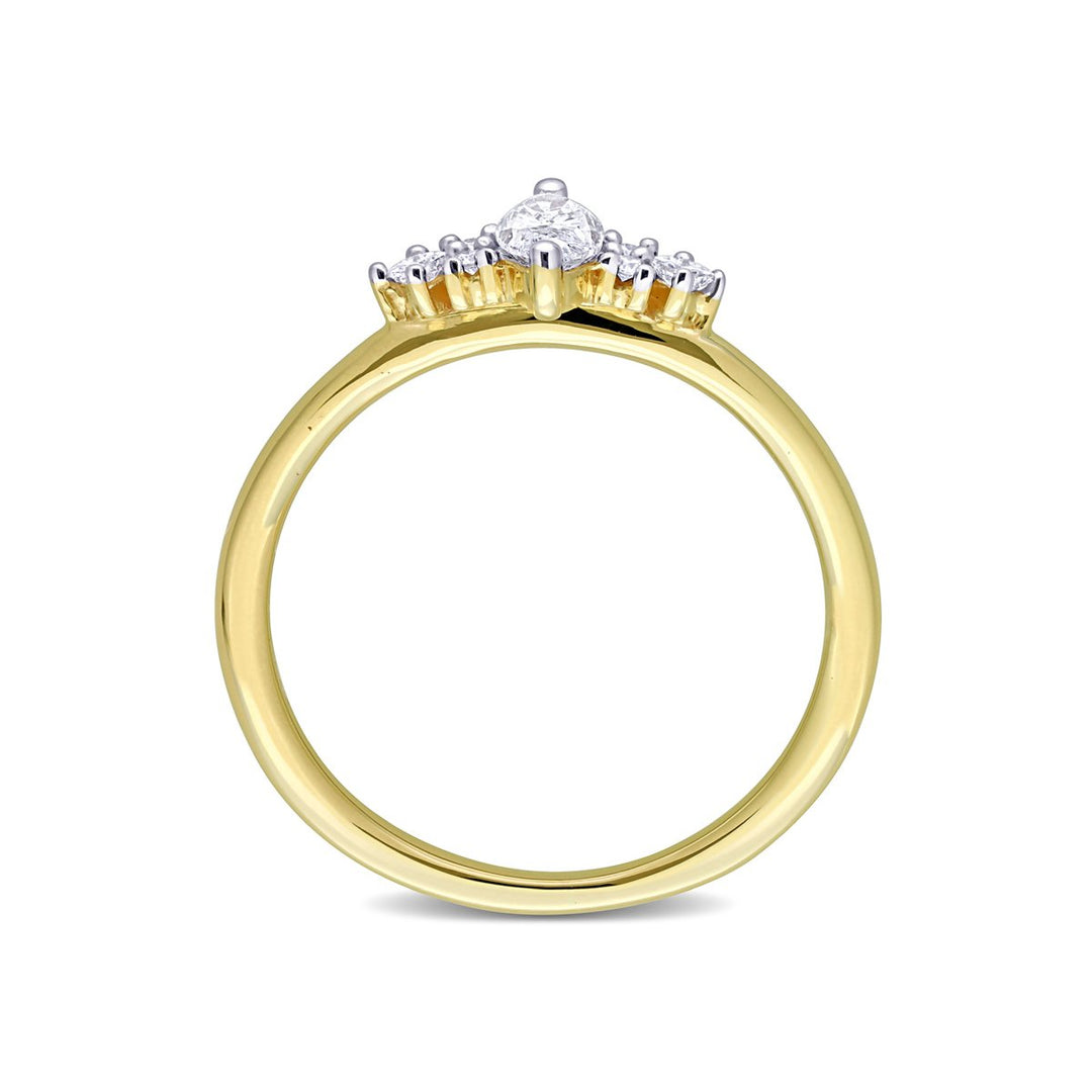 2/5 Carat (ctw I1-I2, H-I) Three Stone Marquise Diamond Ring in 14K Yellow Gold Image 3