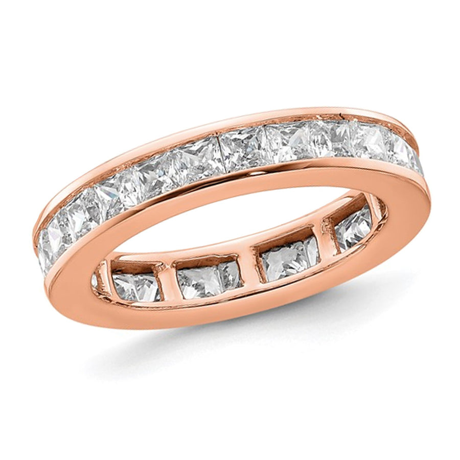2.00 Carat (ctw H-I, I1-I2) Princess-Cut Diamond Eternity Wedding Band Ring in 14K Rose Pink Gold Image 1