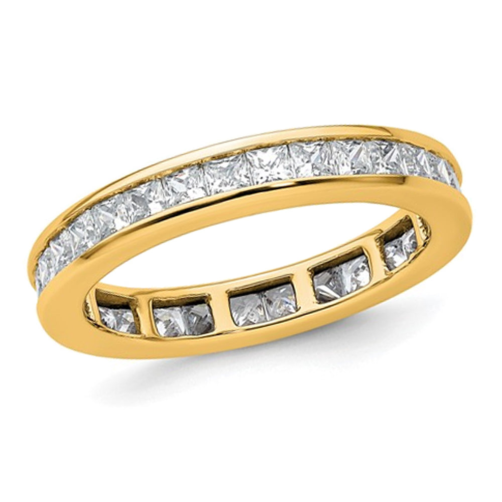 2.00 Carat (ctw Color H-I, I1-I2) Princess-Cut Diamond Eternity Wedding Band Ring in 14K Yellow Gold Image 1