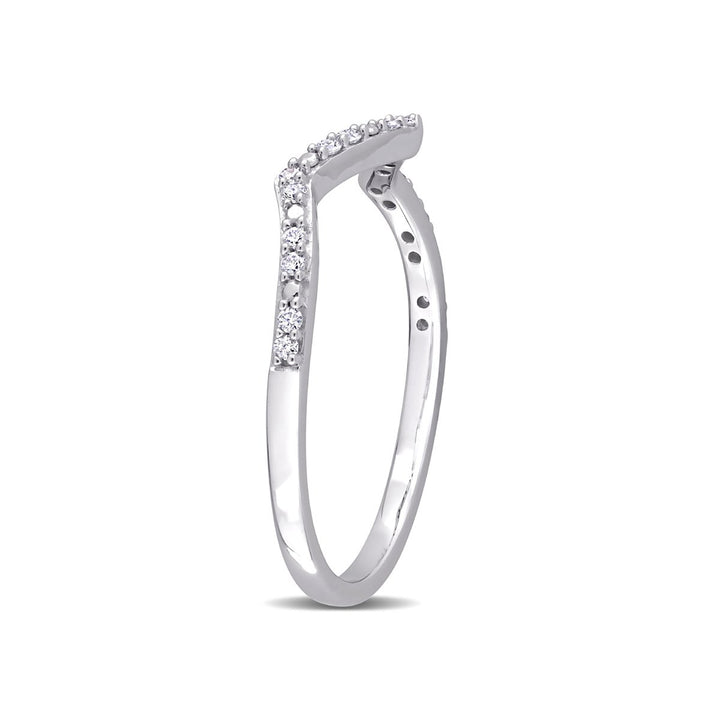 1/10 Carat (ctw) Diamond Wedding Band Chevron Ring in 14K White Gold Image 3