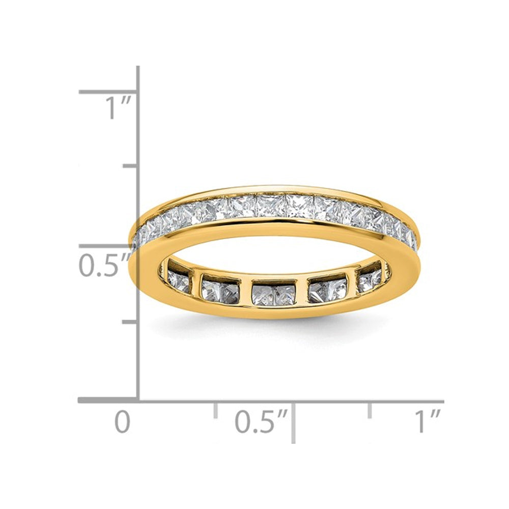2.00 Carat (ctw Color H-I, I1-I2) Princess-Cut Diamond Eternity Wedding Band Ring in 14K Yellow Gold Image 2