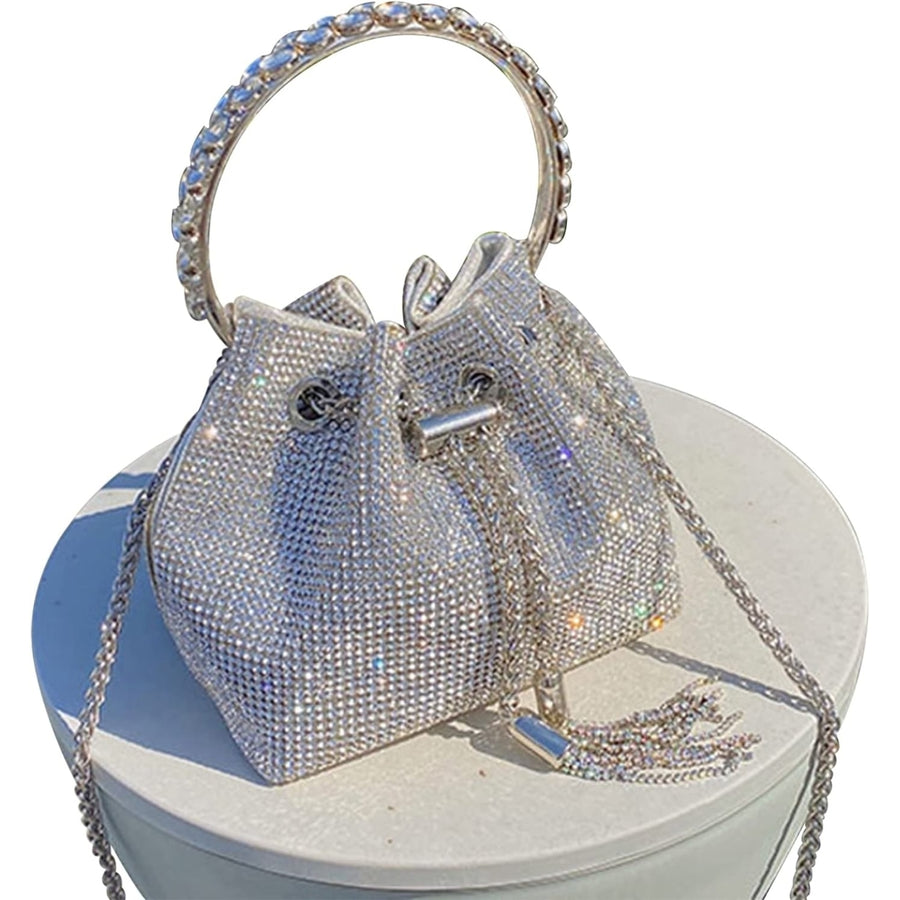2022 Upgrade Rhinestone Evening Bag Silver Purse Sparkly Diamond Silver Clutch Purses for Women Party Club Wedding Image 1