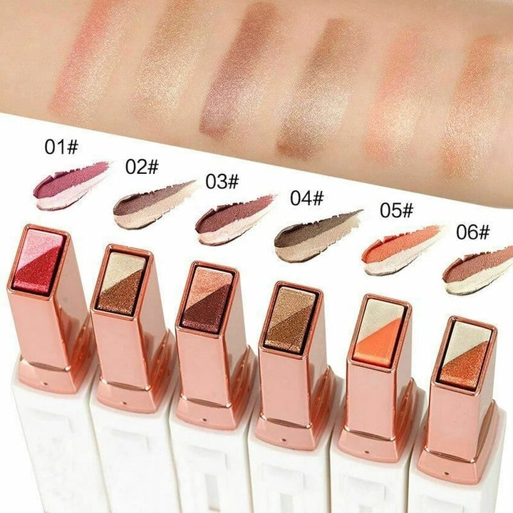 Double Color Waterproof Shimmery High Pigment Eye Shadow Stick 6 Shades Image 1