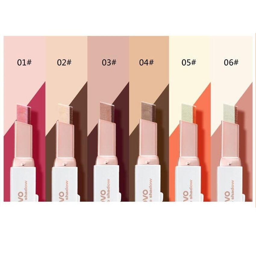 Double Color Waterproof Shimmery High Pigment Eye Shadow Stick 6 Shades Image 2