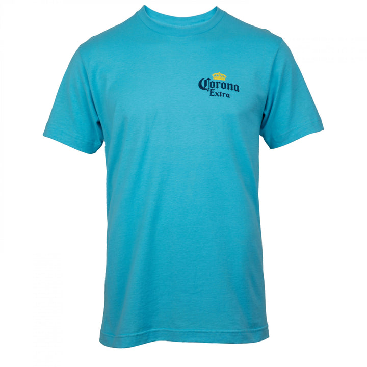 Corona Extra At The Beach Aqua Front and Back T-Shirt Image 2