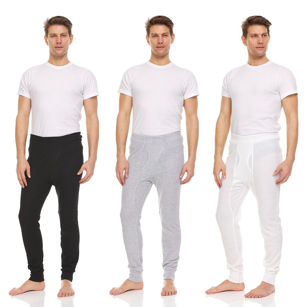 Daresay Mens Thermal Long John Pants Cotton Blend Moisture Wicking Variety Pack Image 1