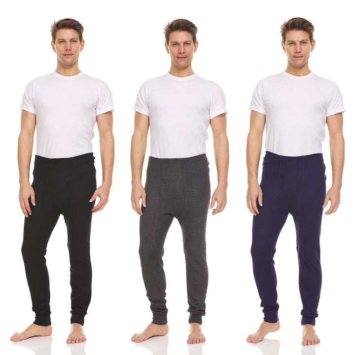 Daresay Mens Thermal Long John Pants Cotton Blend Moisture Wicking Variety Pack Image 2