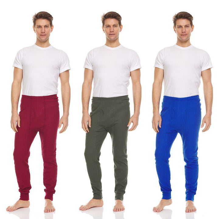 Daresay Mens Thermal Long John Pants Cotton Blend Moisture Wicking Variety Pack Image 3