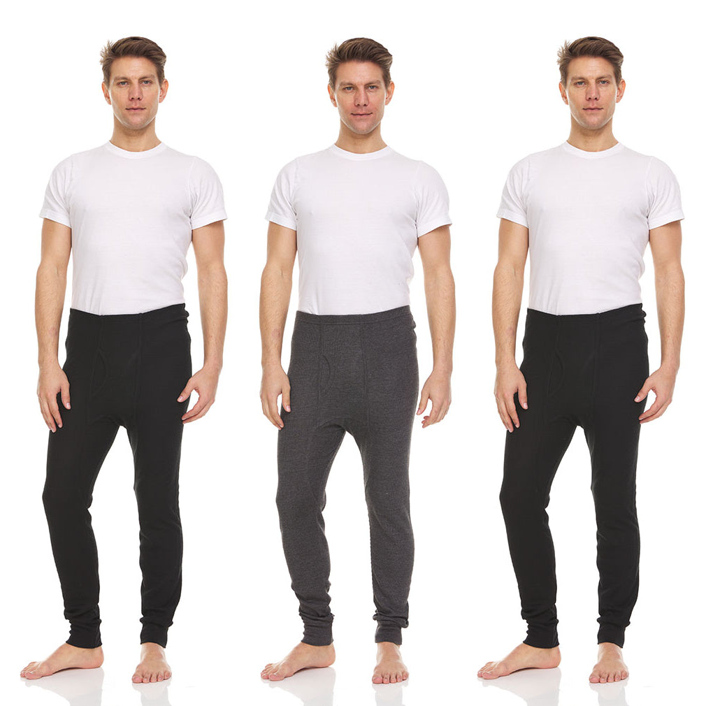 Daresay Mens Thermal Long John Pants Cotton Blend Moisture Wicking Variety Pack Image 1