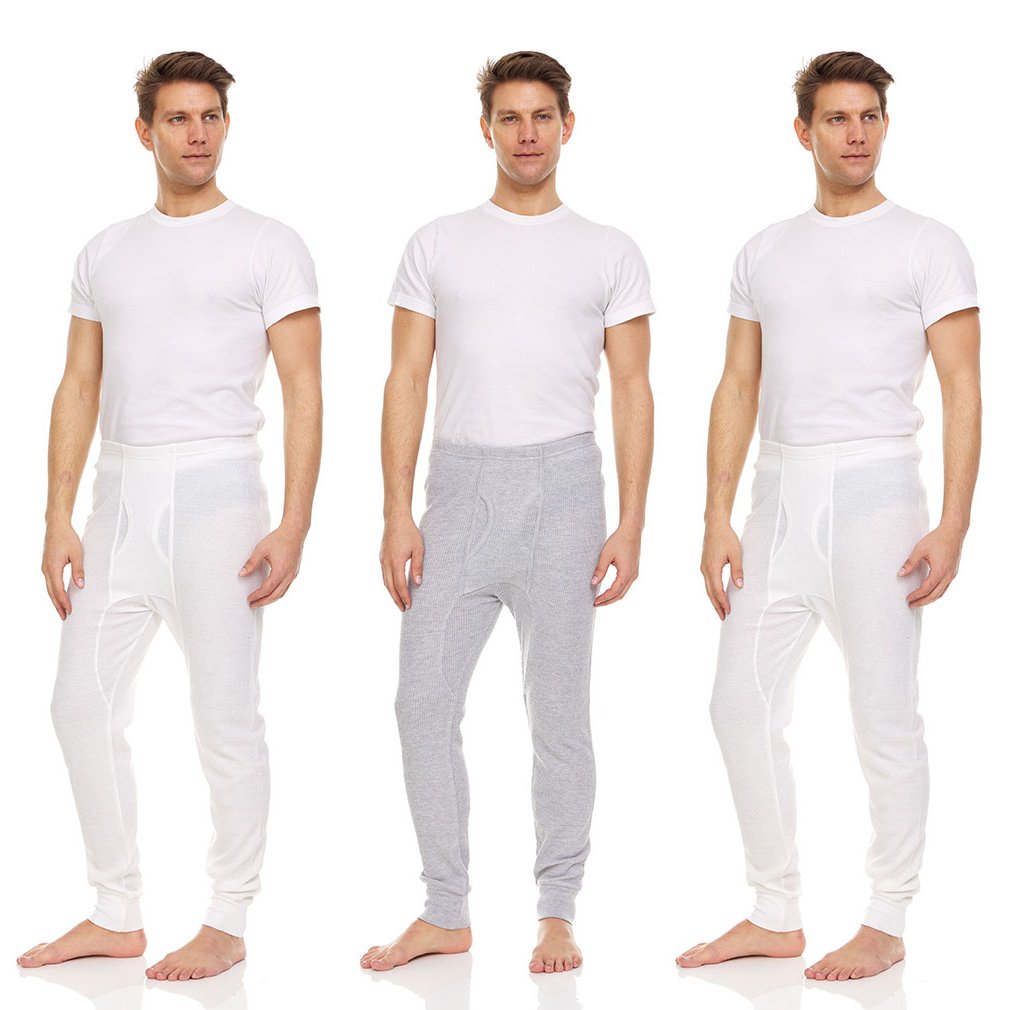 Daresay Mens Thermal Long John Pants Cotton Blend Moisture Wicking Variety Pack Image 1