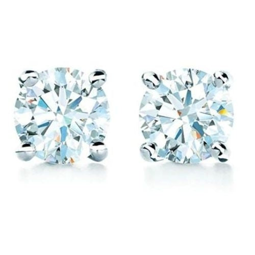Rhodium Plated 5mm Round CZ Stud Earrings Image 1
