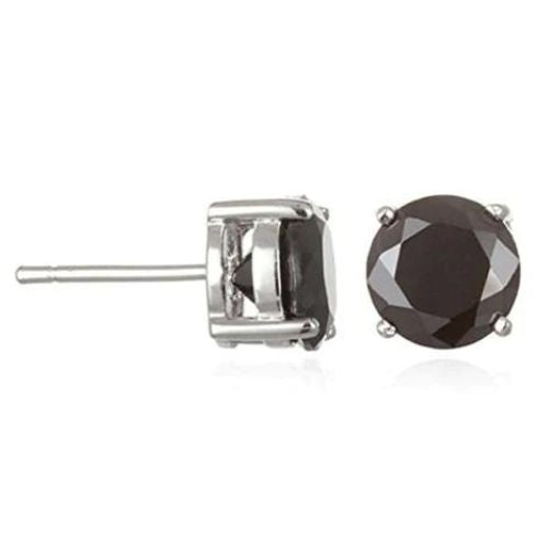 Rhodium Plated Round 8 Mm CZ Stud Earrings Image 1