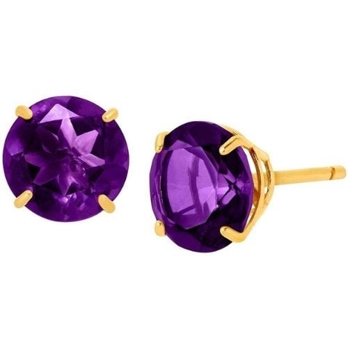 14k Yellow Gold Plated 4 Carat Round Created Amethyst Sapphire Stud Earrings Image 1