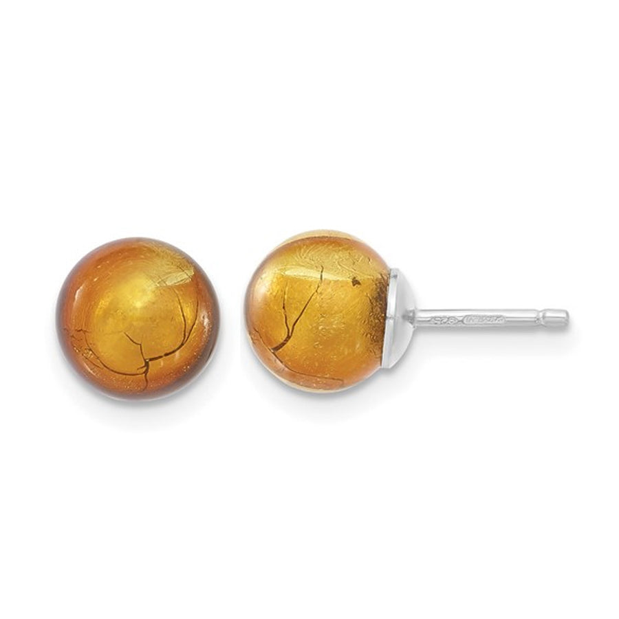 Gold Color Murano Glass Earrings in Sterling Silver Image 1