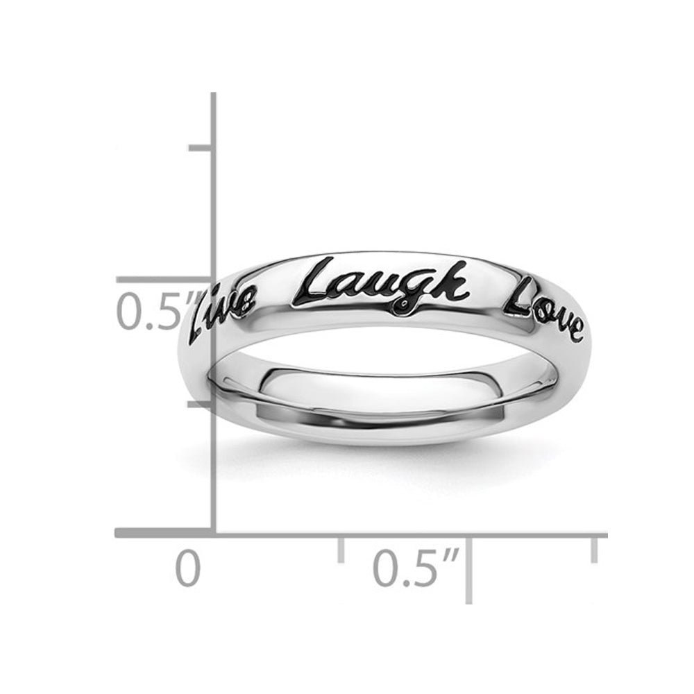 Sterling Silver Enameled Live Laugh Love Band Ring Image 3