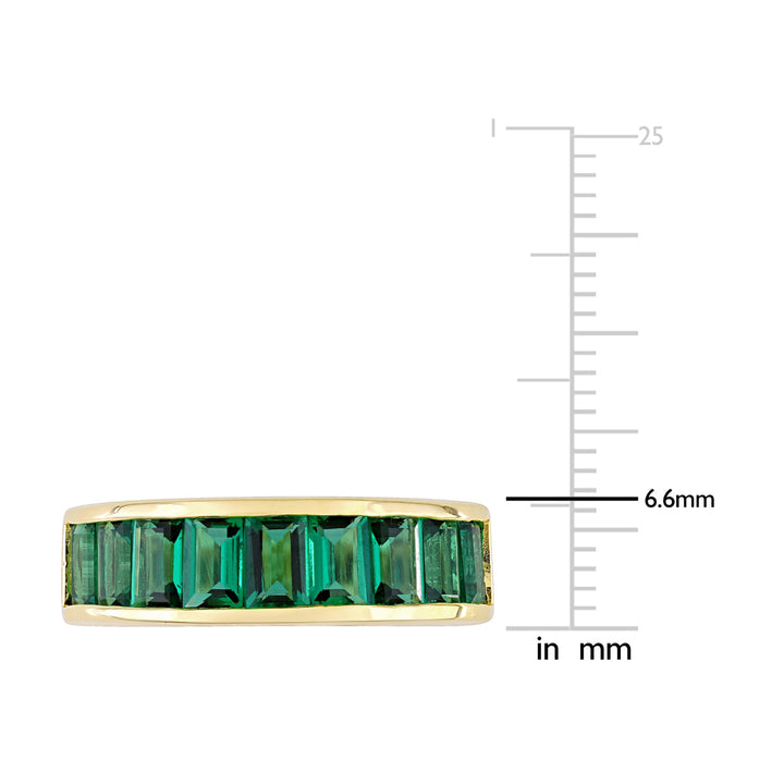 2.70 Carat (ctw) Lab-Created Baguette Emerald Ring Band in Yellow Plated Sterling Silver Image 2