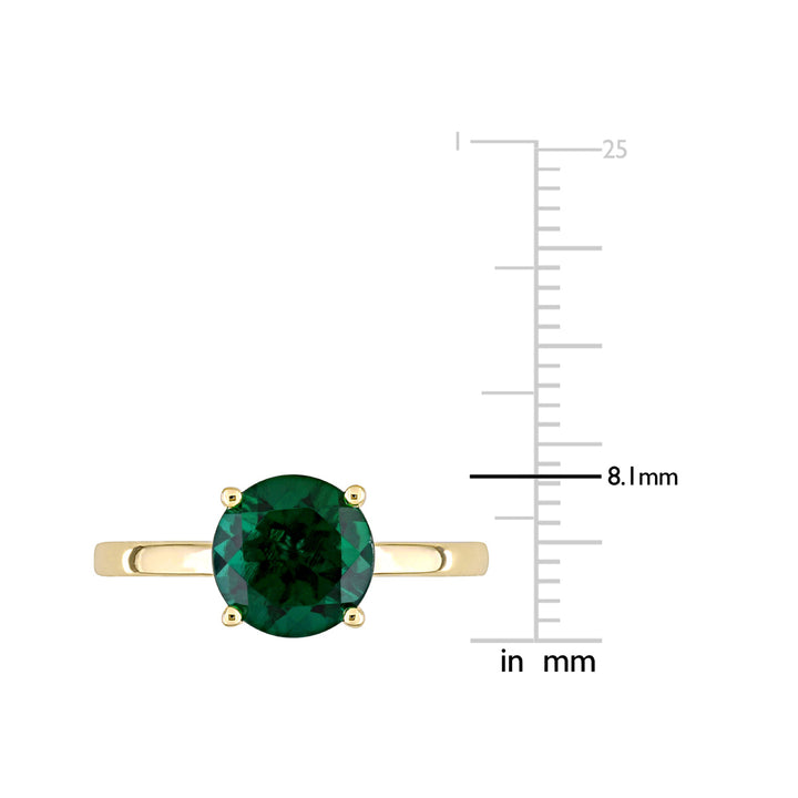 1.85 Carat (ctw) Lab-Created Green Emerald Solitaire Ring in 10K Yellow Gold Image 2