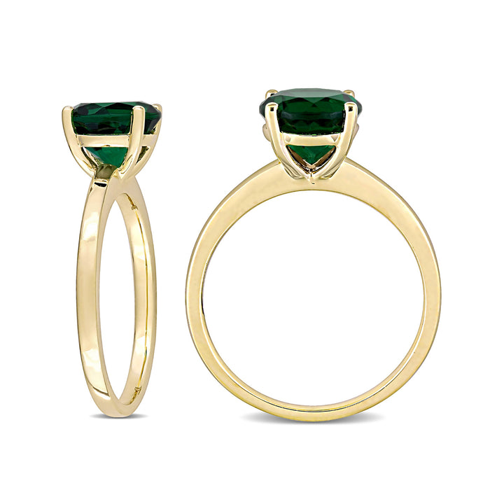 1.85 Carat (ctw) Lab-Created Green Emerald Solitaire Ring in 10K Yellow Gold Image 3
