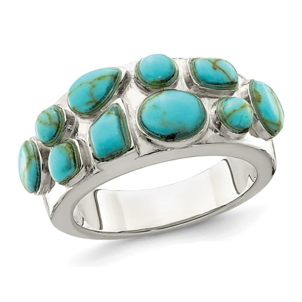 Sterling Silver Ring with Lab Created Turquoise Image 1
