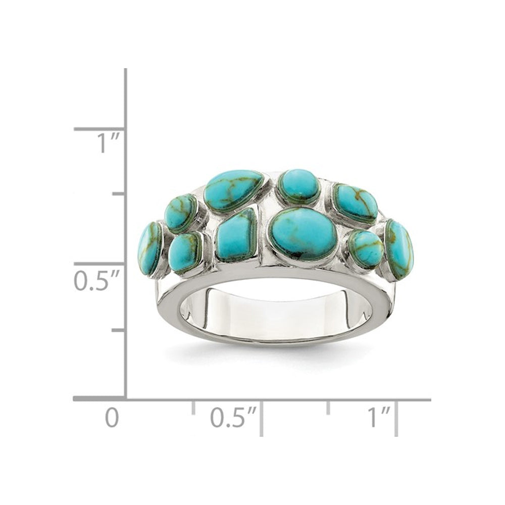 Sterling Silver Ring with Lab Created Turquoise Image 3