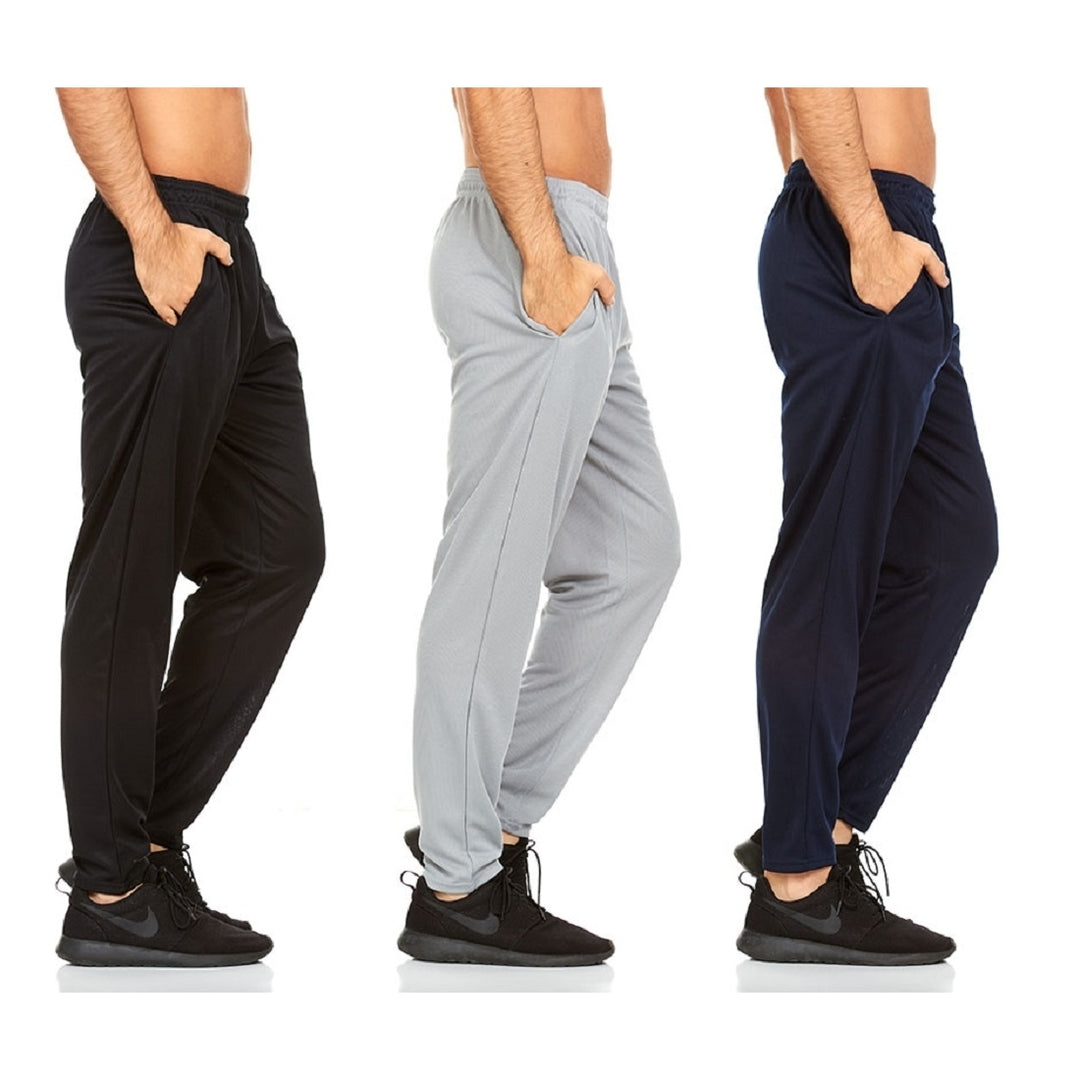 DARESAY Mens Joggers Quick-Dry Athletic Pants 3-Pack Elastic Waist with Pockets Image 3