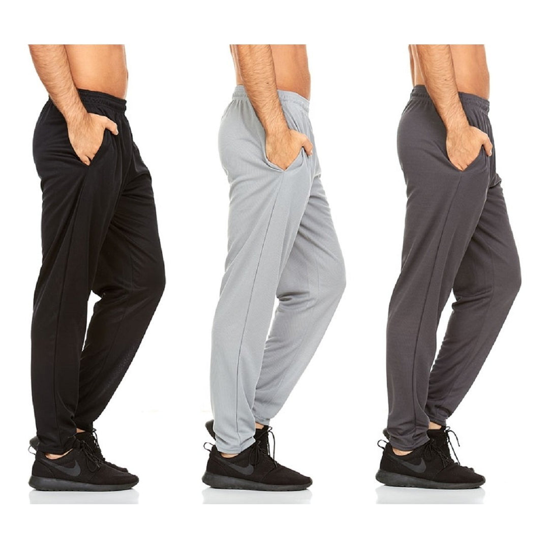 DARESAY Mens Joggers Quick-Dry Athletic Pants 3-Pack Elastic Waist with Pockets Image 4