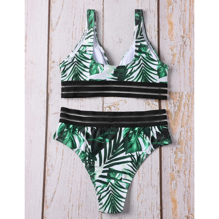 Tropical High Waisted Bikini Swimsuit Image 4